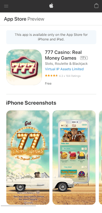 777 Casino App Preview 1