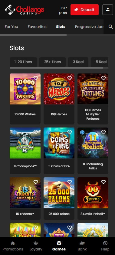 Challenge Casino Mobile Preview 1