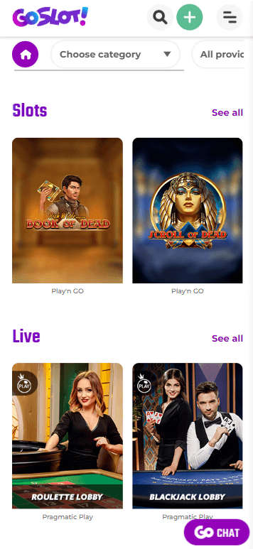 GoSlot Casino Mobile Preview 2