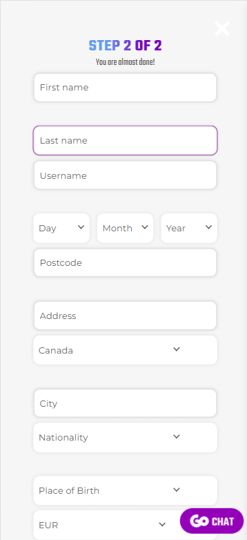 GoSlot Casino Registration Process Image 2