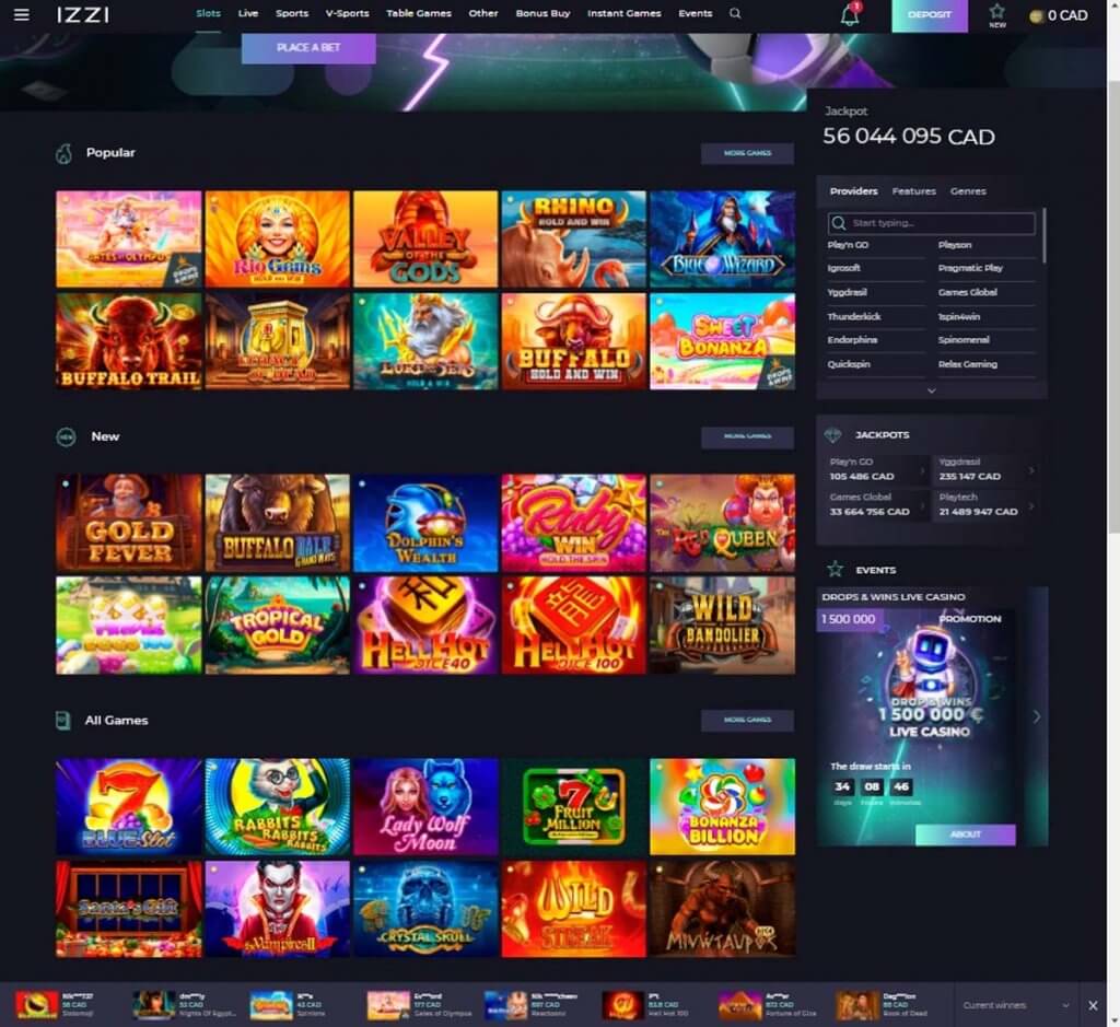 Izzi Casino Desktop Preview 2