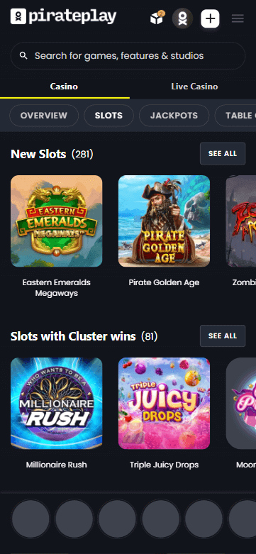 Pirateplay Casino Mobile Preview 1