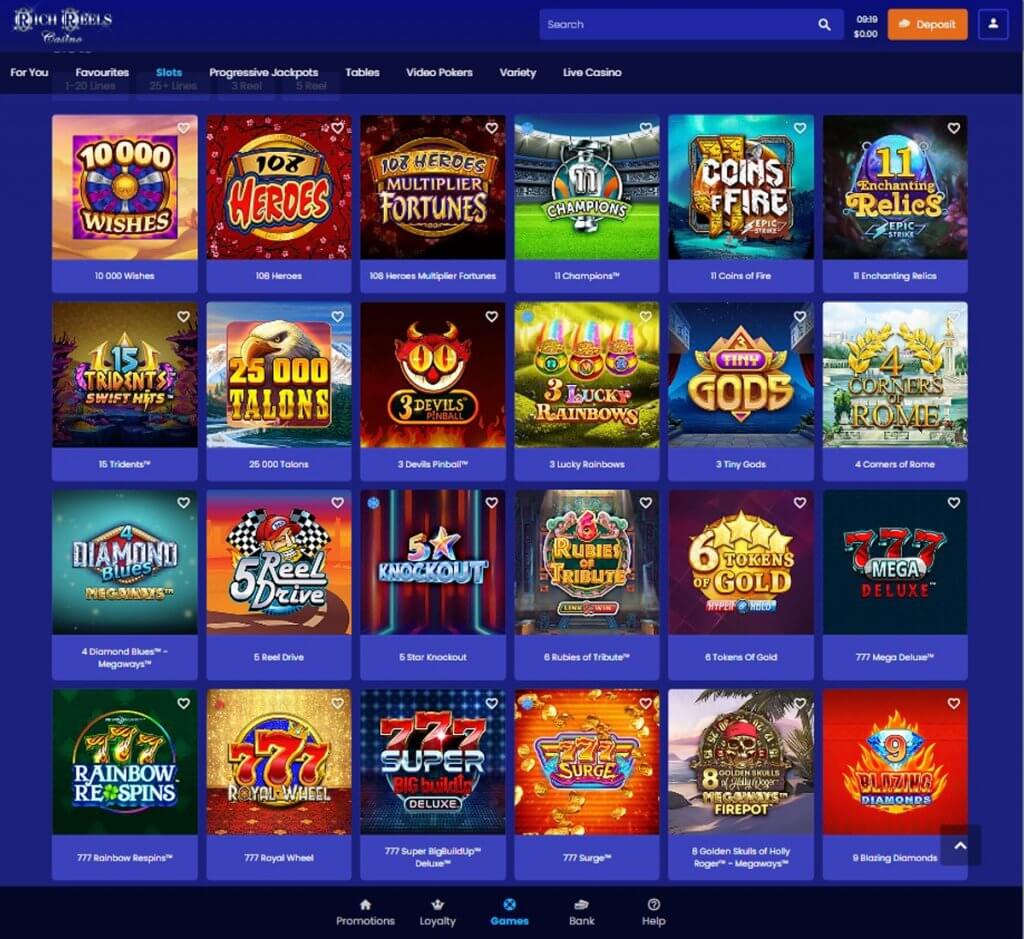 Rich Reels Casino Desktop Preview 2