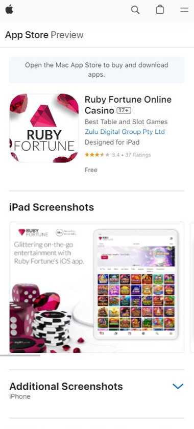 Ruby Fortune Casino App Preview 1