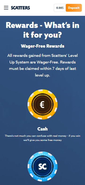 Scatters Casino Mobile Preview 3