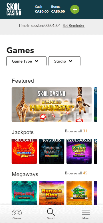 Skol Casino Mobile Preview 1