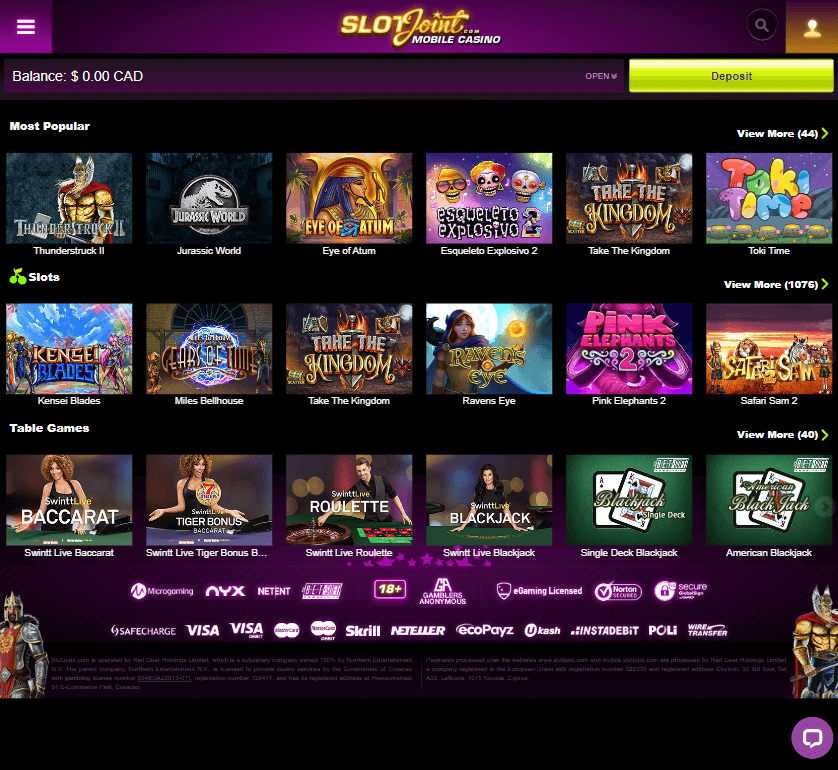 SlotJoint Casino Desktop Preview 1