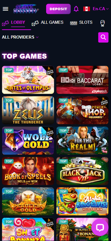 Slots Gallery Casino Mobile Preview 1