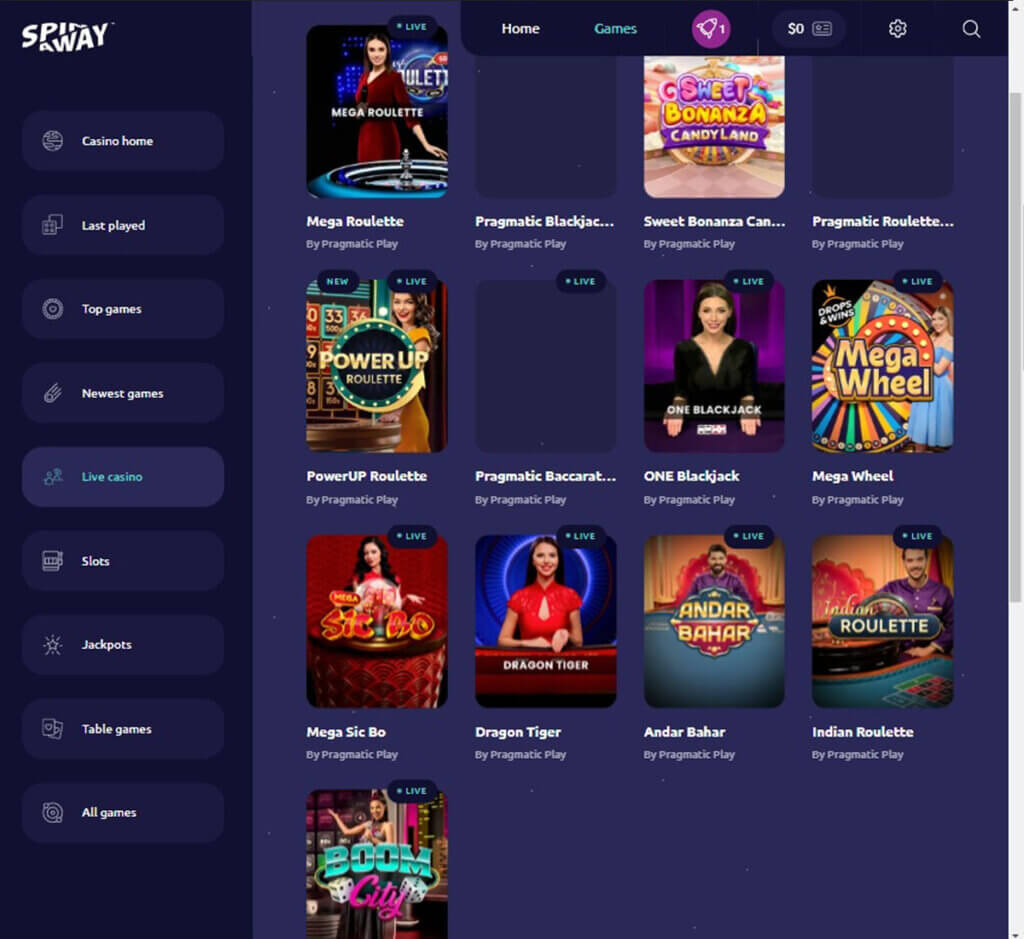 Spin Away Casino Desktop Preview 2