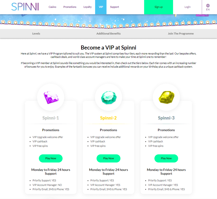 Spinni Casino Desktop Preview 1