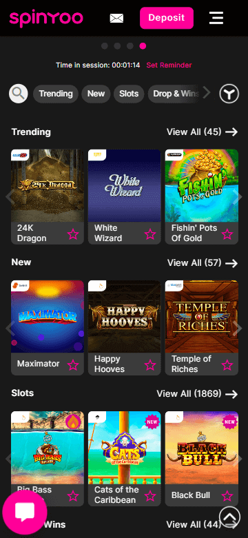 SpinYoo Casino Mobile Preview 2