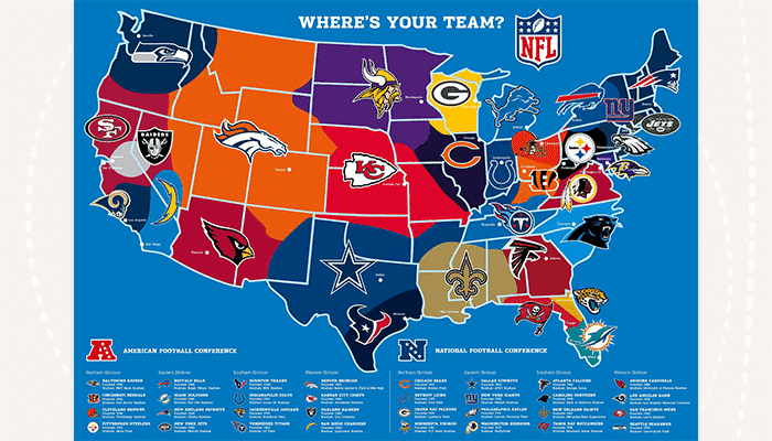 Official NFL team map