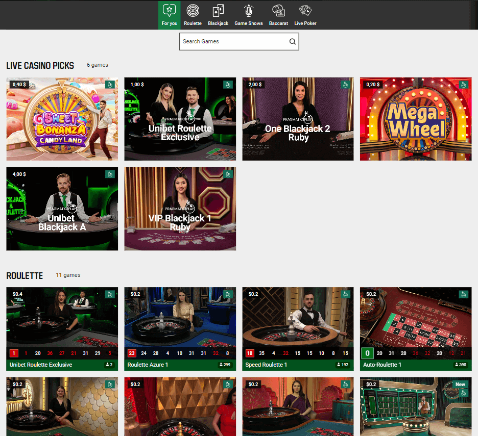Unibet Casino Desktop Preview 2