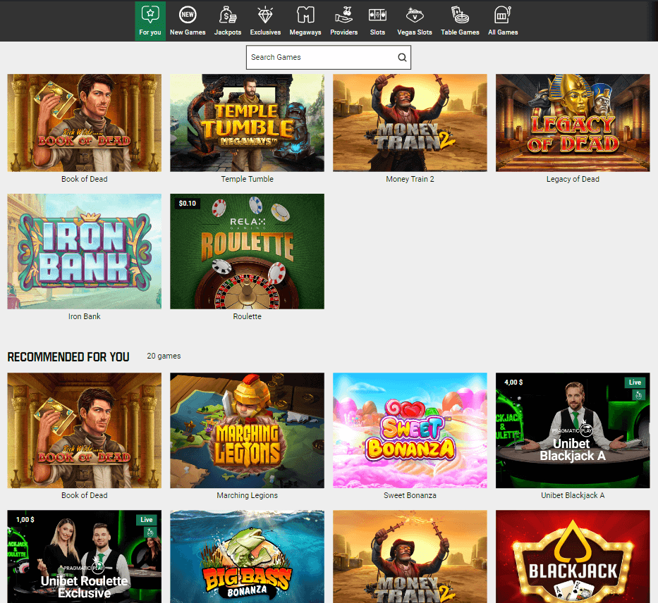 Unibet Casino Desktop Preview 1