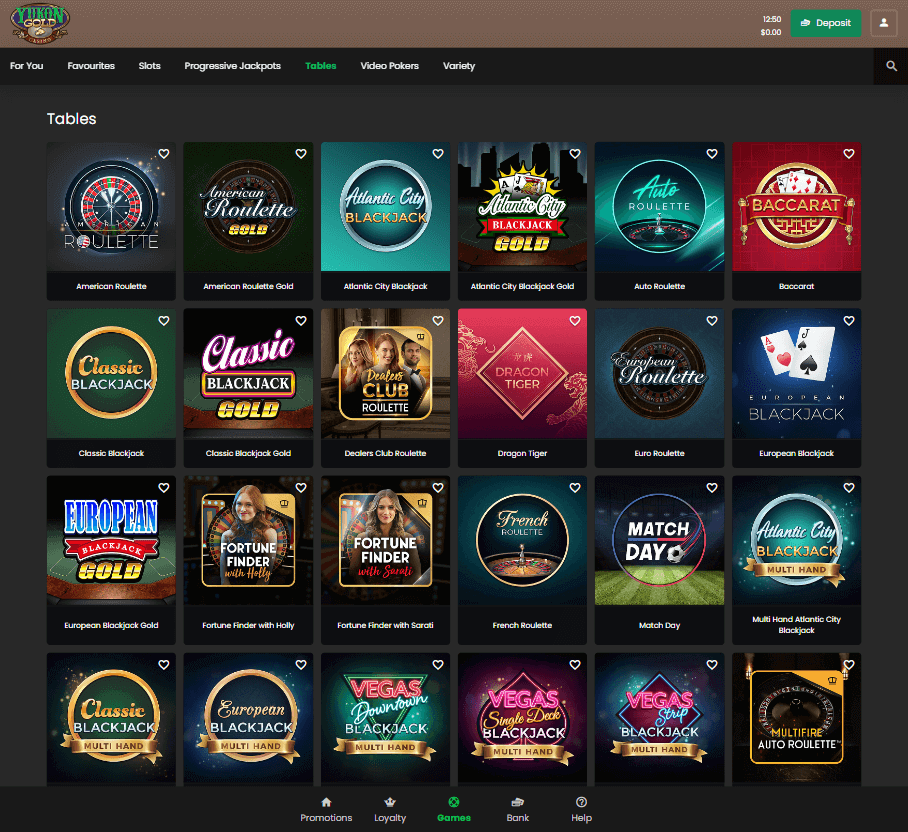 Yukon Gold Casino Desktop Preview 2
