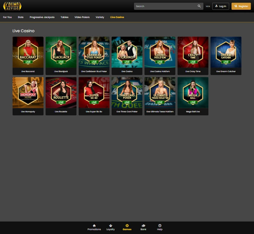 Casino Action Desktop Preview 2