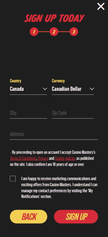Casino Masters Registration Process Image 3 Casino Masters Registration Process Image 3