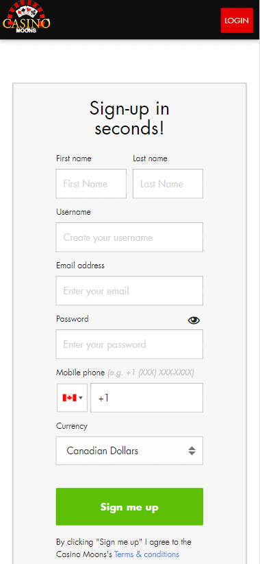 Casino Moons Registration Process Image 1 Casino Moons Registration Process Image 1
