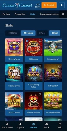 Cosmo Casino Mobile Preview 1