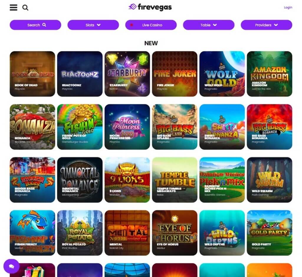 FireVegas Casino Desktop Preview 1