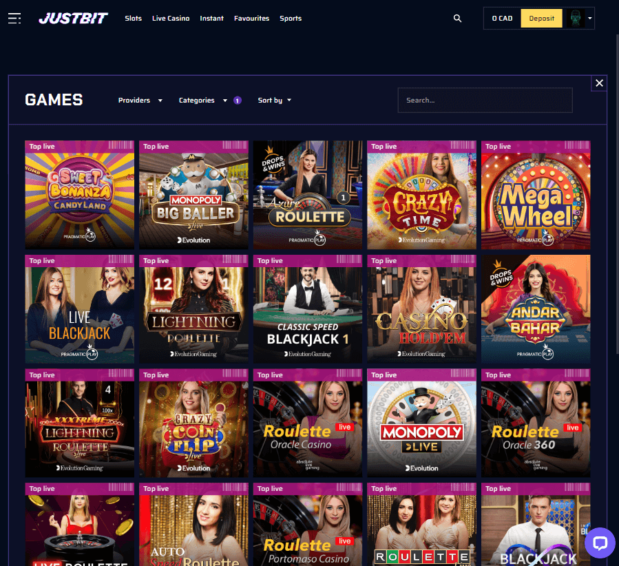 JustBit Casino Desktop Preview 2