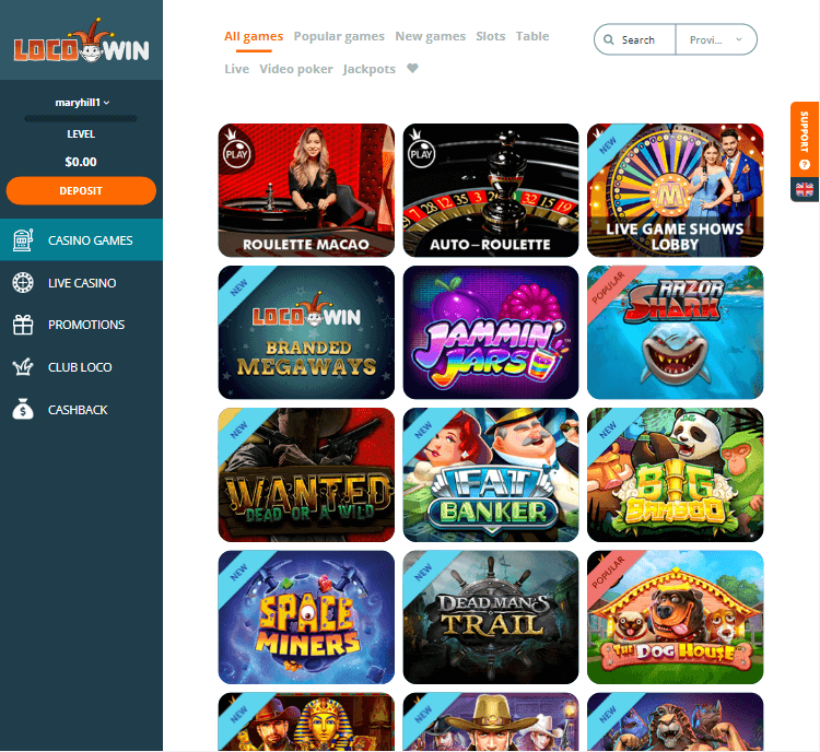 Locowin Casino Desktop Preview 1