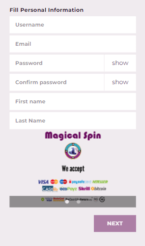 Magical Spin Casino Registration Process Image 1
