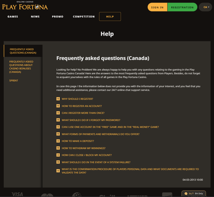 Play Fortuna Casino Desktop Preview 1