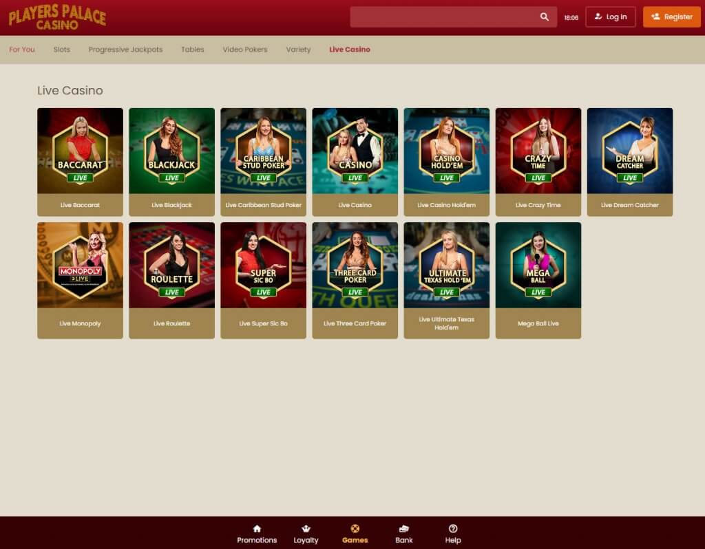 Players Palace Casino Desktop Preview 2