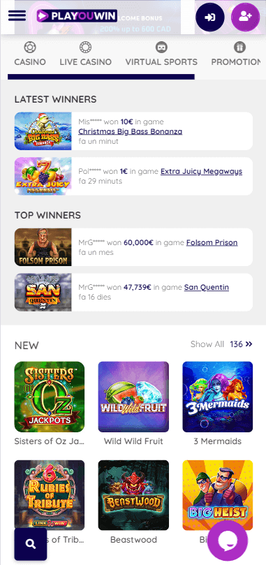 Playouwin Casino Mobile Preview 1