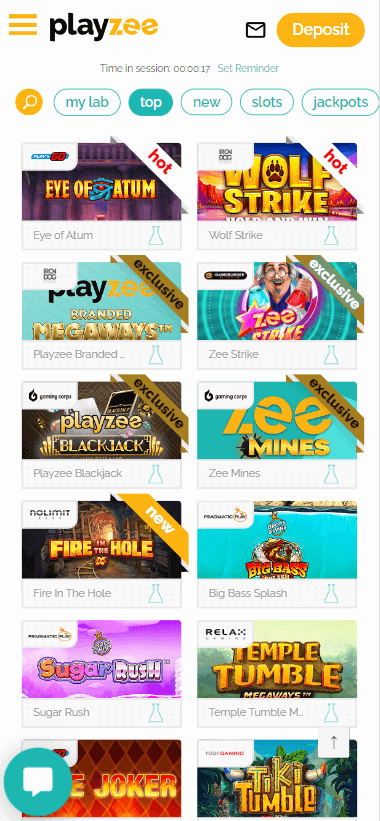 Playzee Casino Mobile Preview 1