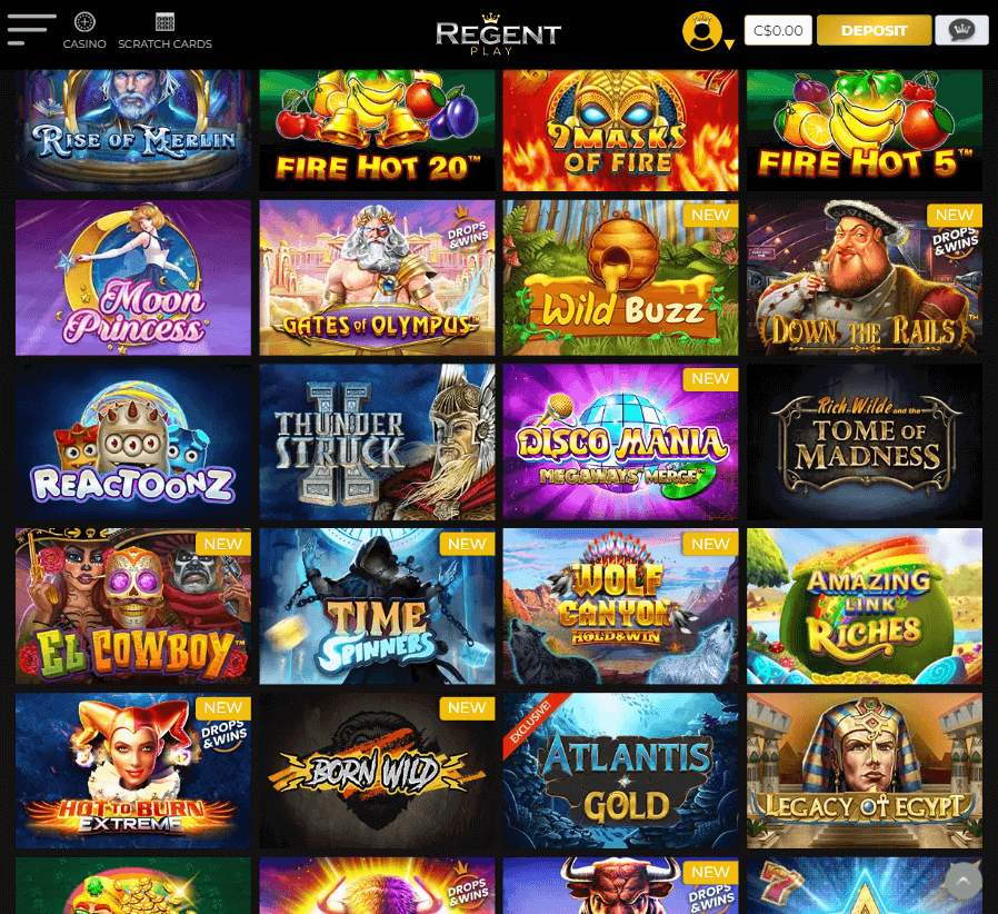 Regent Play Casino Desktop Preview 1