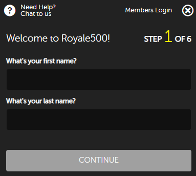 Royale500 Casino Registration Process Image 1