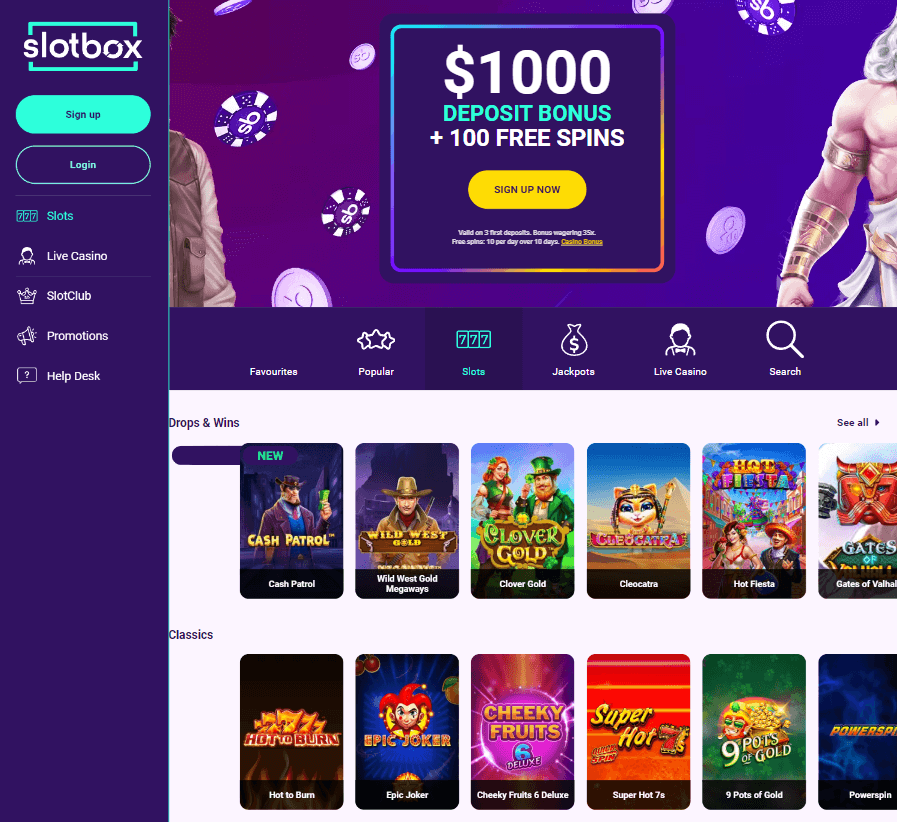 Slotbox Casino Desktop Preview 1