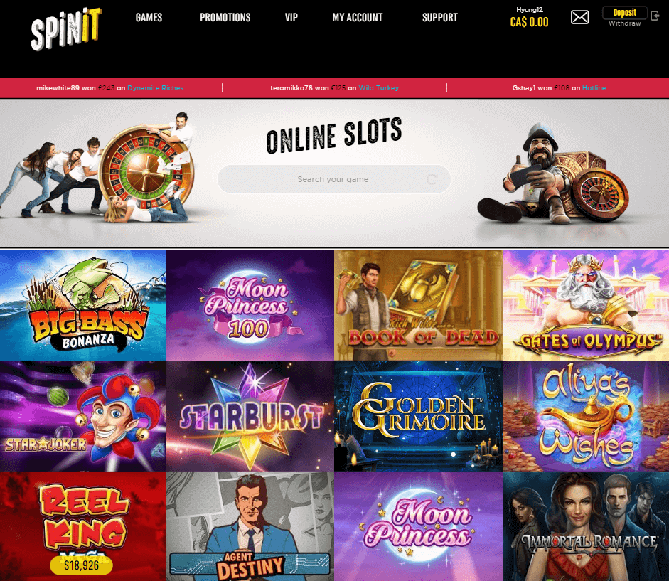 Spinit Casino Desktop Preview 1