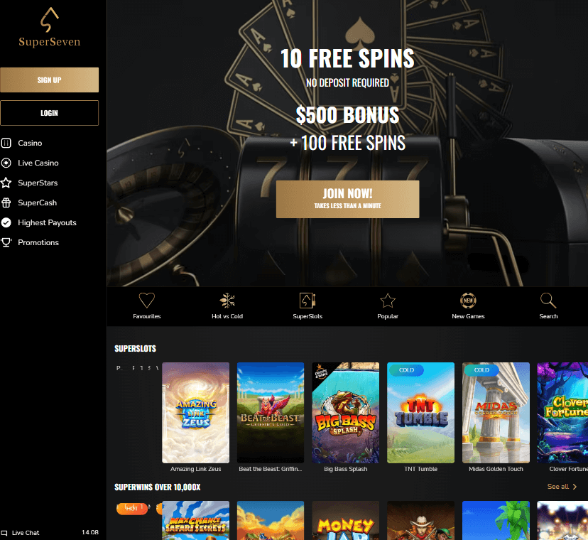 SuperSeven Casino Desktop Preview 1