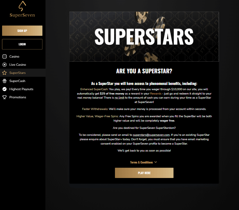 SuperSeven Casino Desktop Preview 2